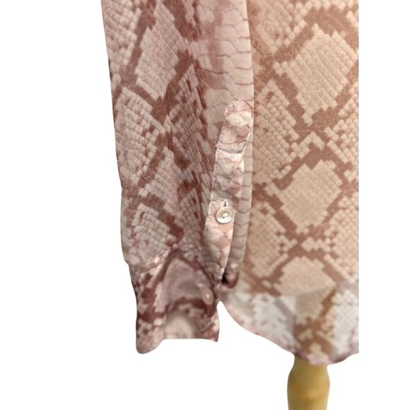 Equipment Femme Sheer Snake Print Silk Blouse Mauve Pale Pink Long Sleeve Size M - Picture 5 of 9